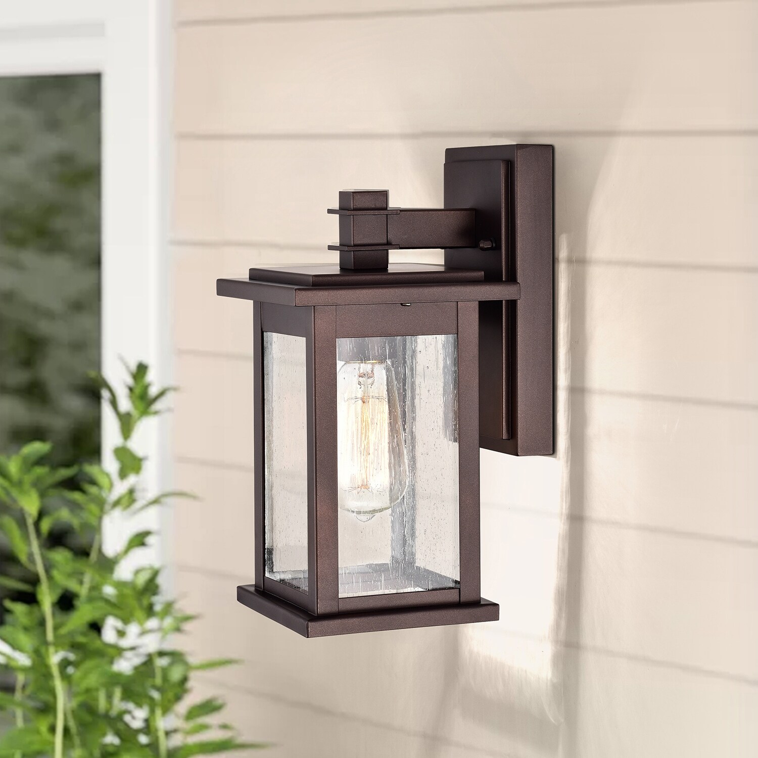 1 Light Exterior Light Fixtures Wall Mount in Oil Rubbed Bronze Finish with Seeded Glass Bulb Not Included 12 7 6