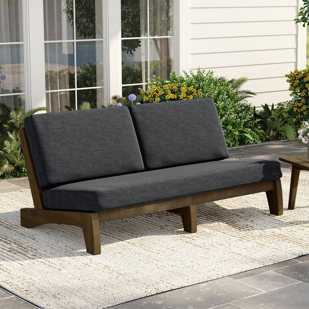 3 Seat Wood 64" W Outdoor Patio Sofa with Cushion