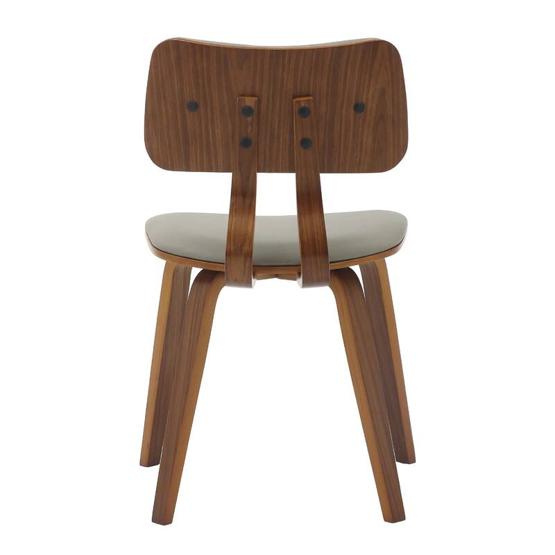 Clivo Leather Dining Chair with Open-Back and Poplar Wood Legs for Kitchen or Dining Room Set of 2