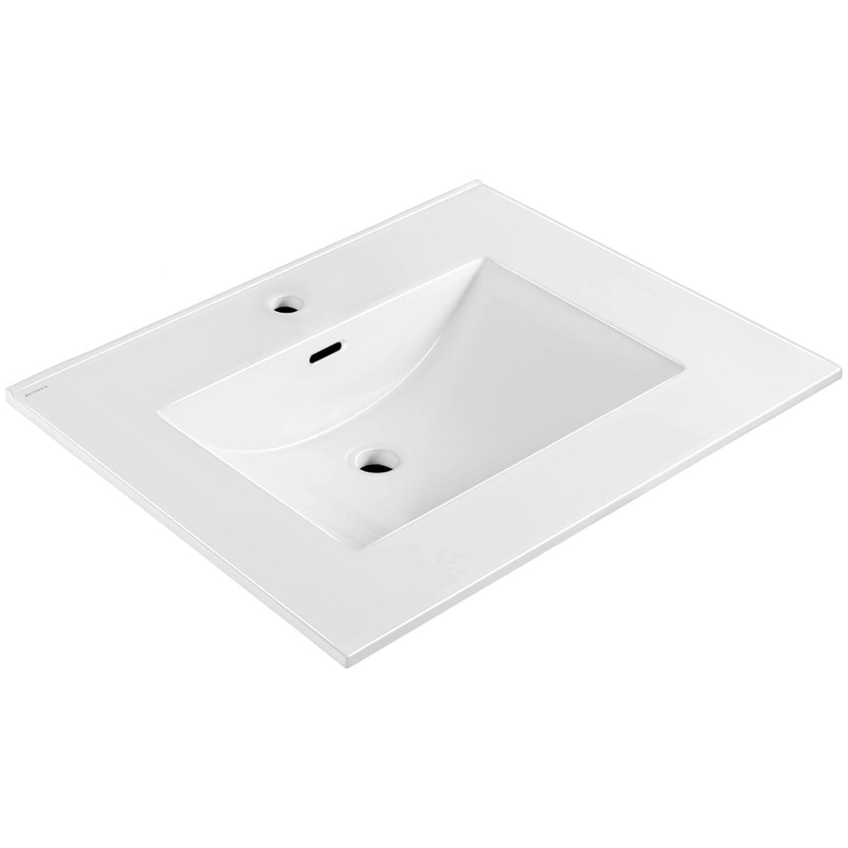 Whitehaus WHCS2522-1H 25" Rectangular Vitreous China Drop In Bathroom