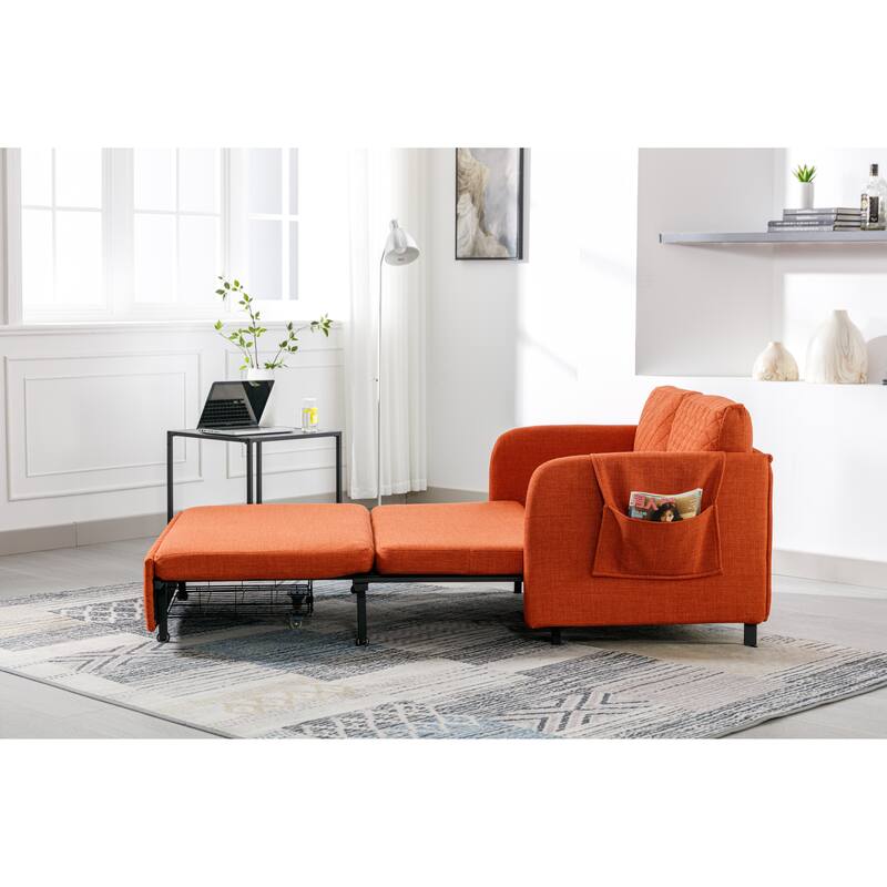 Modern Velvet Loveseat Couch with Pull Out Bed, Small Love Seat Sofa