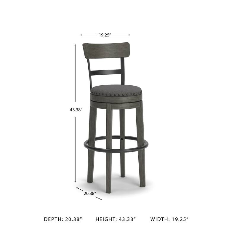 Signature Design by Ashley Caitbrook Gray Upholstered Swivel Barstool, Single