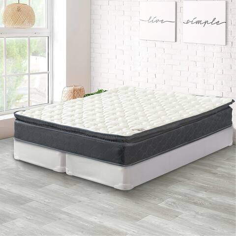 Onetan, 10-Inch Medium Pillow Top Pocket Coil rolled Mattress with 4" or 8" Split Wood Box Spring Set