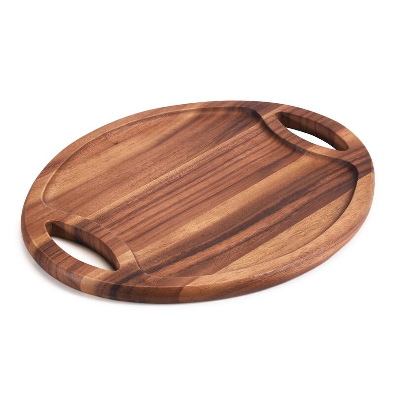 Oval Tray with Handle - Medium - Brown
