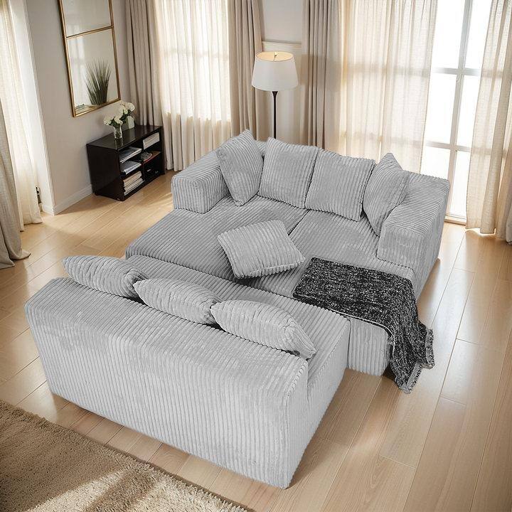 Sofa 130-in Casual Gray 4 -seater Reclining Sectional - 8' x 10'