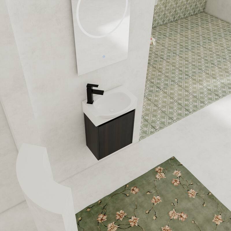 GDFStudio - Levistar Modern Wall-Mounted Bathroom Vanity with Scratch-Resistant Sink & Soft Close Door for Small Space