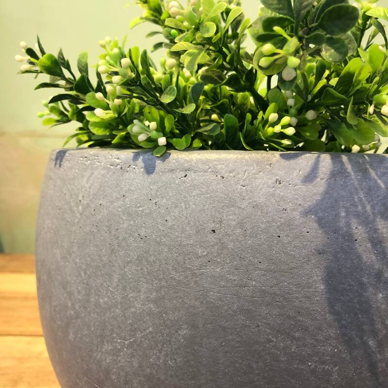 Kante 8 in. H Concrete and Fiberglass Round Bowl Planter, Outdoor Indoor Large Planters Pots with Drainage Hole