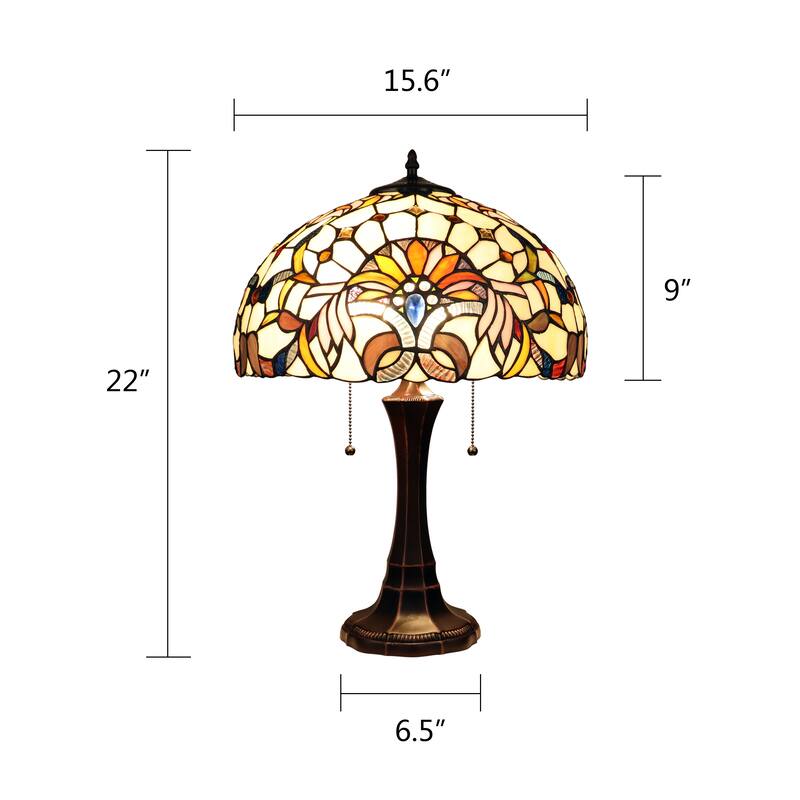 Tiffany Style Victorian Design 2 Light Table Lamp - 22.8 inches high