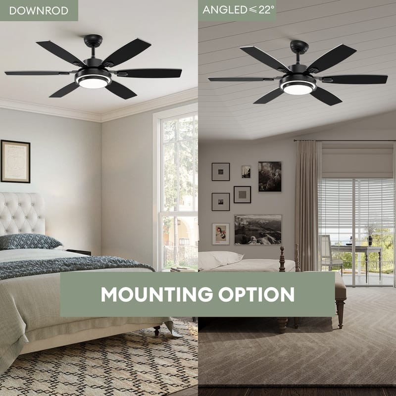 52 Inch Farmhouse Ceiling Fan with Light and Remote Black Industrial Caged Ceiling Fans for Bedroom - 52 in.