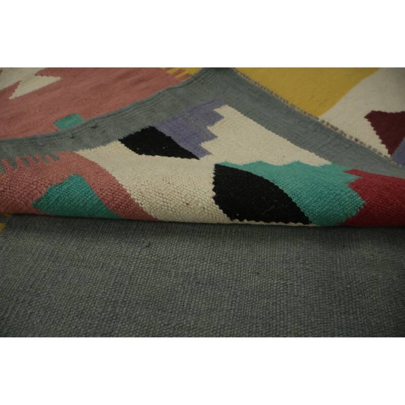 Hand Woven Oriental 100% Wool Carpet Southwestern Tribal Greys & Charcoal Kilim Area Rug - 11' 10'' X 8' 10''