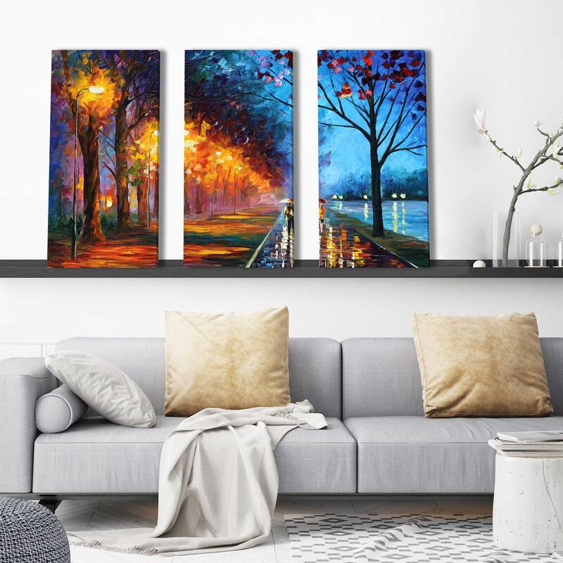 "Alley By The Lake" by Leonid Afremov 3 Piece Set on Canvas