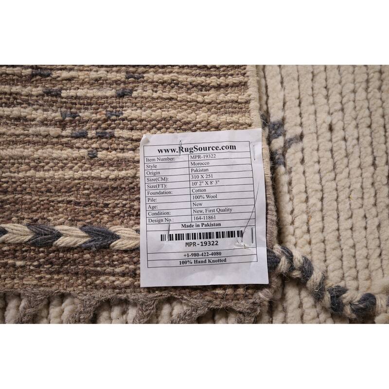 Earth Tone Moroccan Area Rug Handmade Wool Carpet - 8'3" x 10'2"