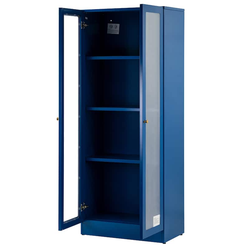 Avice 59-inch Blue French Door Metal Cabinet