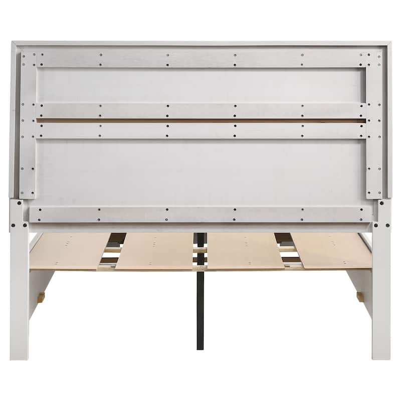 Full Size Solid Wood Panel Bed with Integrated Drawers and Slatted Platform