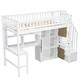 preview thumbnail 28 of 32, Wooden Loft Bed Twin Size High Loft Bed with Light, Cabinets and Storage Shelves, All-in-One Bed Frame with Staircase and Desk