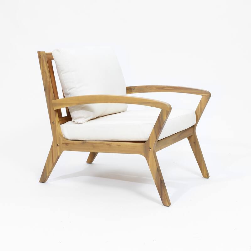 Outdoor Acacia Wood 2 Seater Chat Set with Cushions, Outdoor Bistro Set Furniture