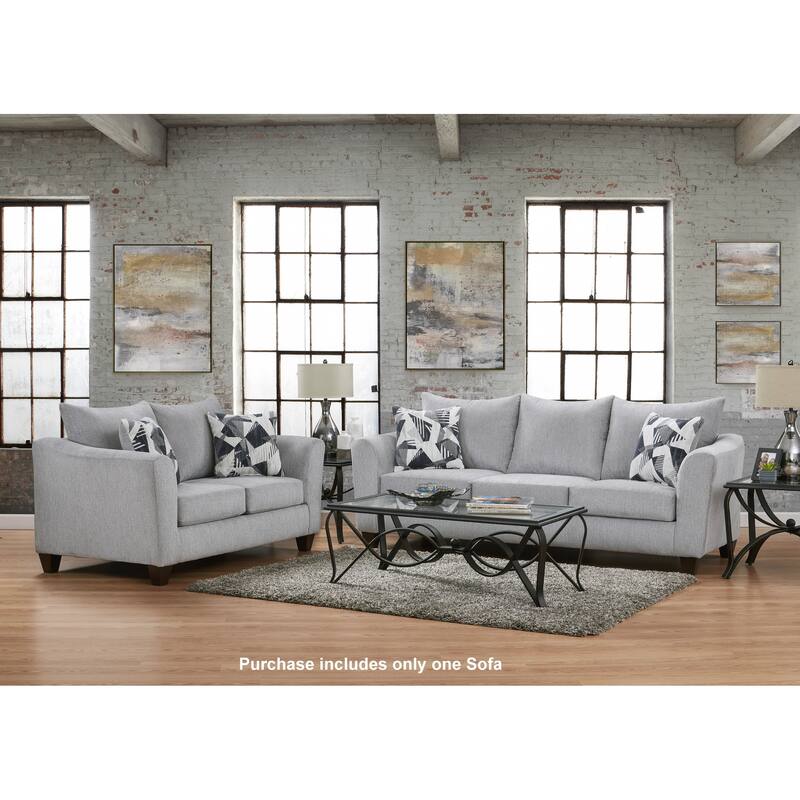 Roundhill Furniture Duleek Upholstered Stationary Sofa, Herringbone Silver