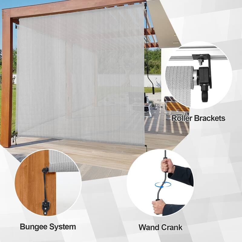 Aoodor Patio HDPE Fabric Roller Shade