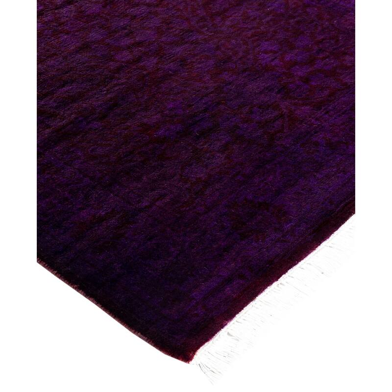 Overdyed One-of-a-Kind Hand-Knotted Area Rug - Purple - 2' 7" x 18' 3"