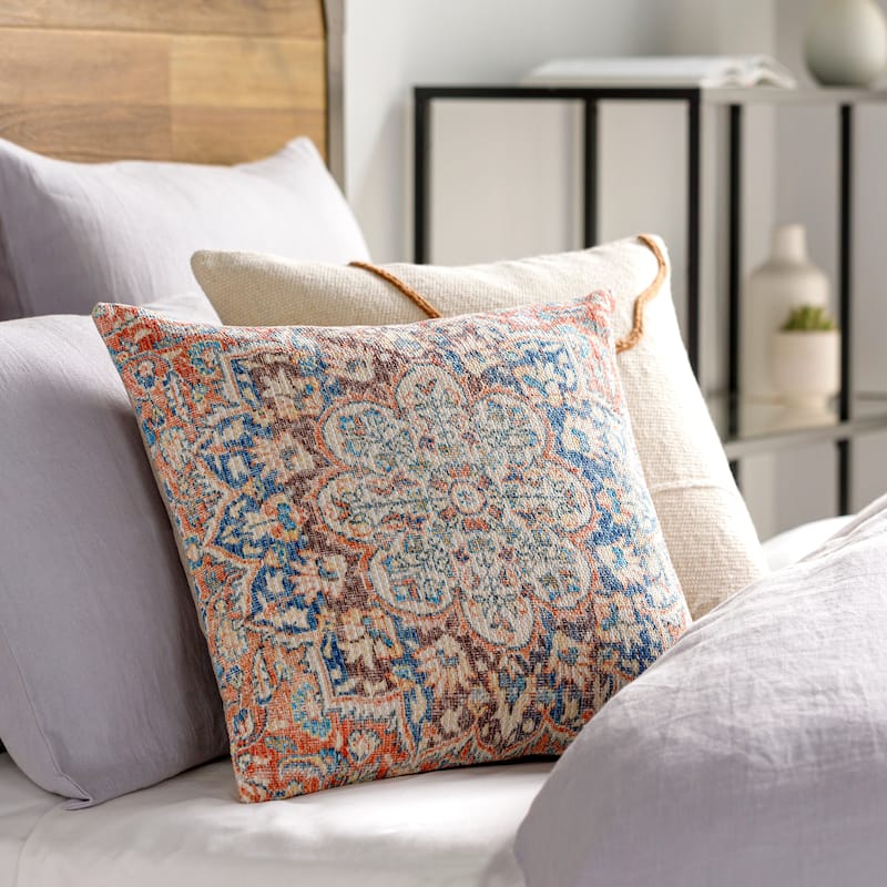 Ikenna Mandala Chenille Cotton Throw Pillow - 20"H x 20"W - Feather Down