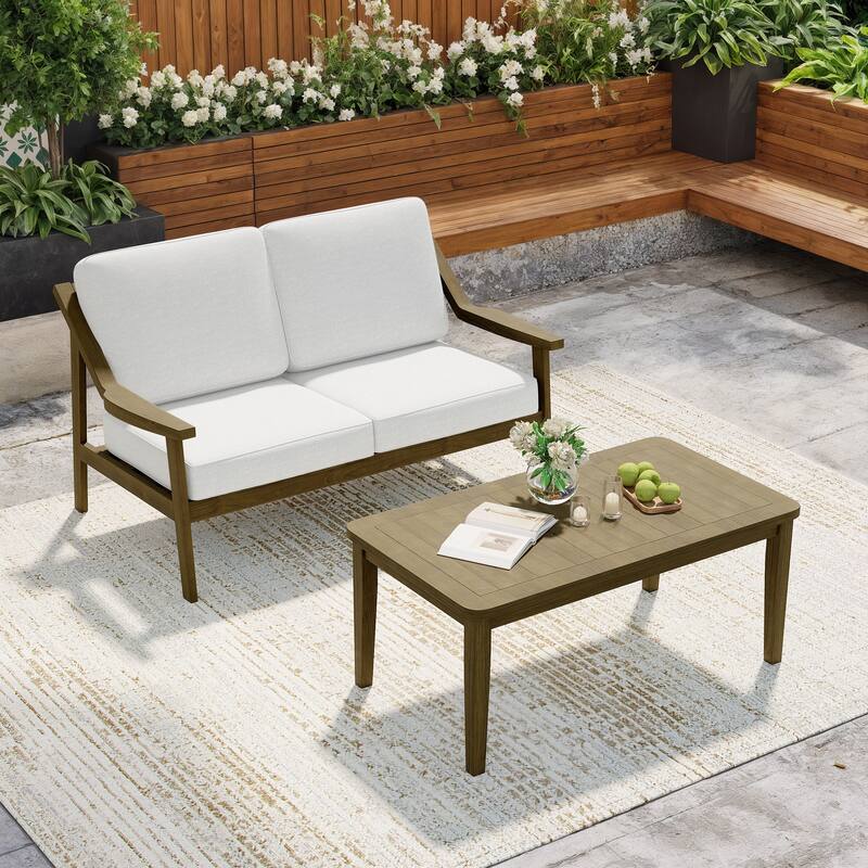 Outdoor Patio Wood Bistro Set/Loveseat Set