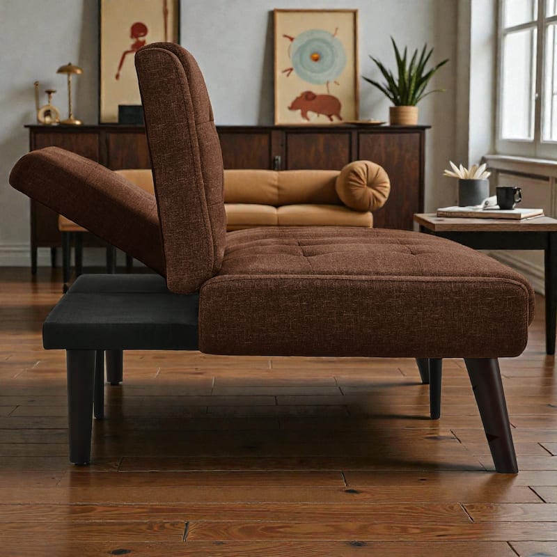 Convertible Futon Sofa Bed 63 Inch, Sleeper Couch with 5-Position Adjustable Backrest, Modern Loveseat for Small Spaces