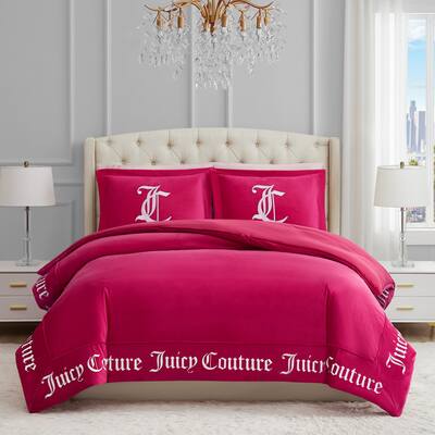 Juicy Couture Gothic Border Reversible Comforter Set, Hot Pink