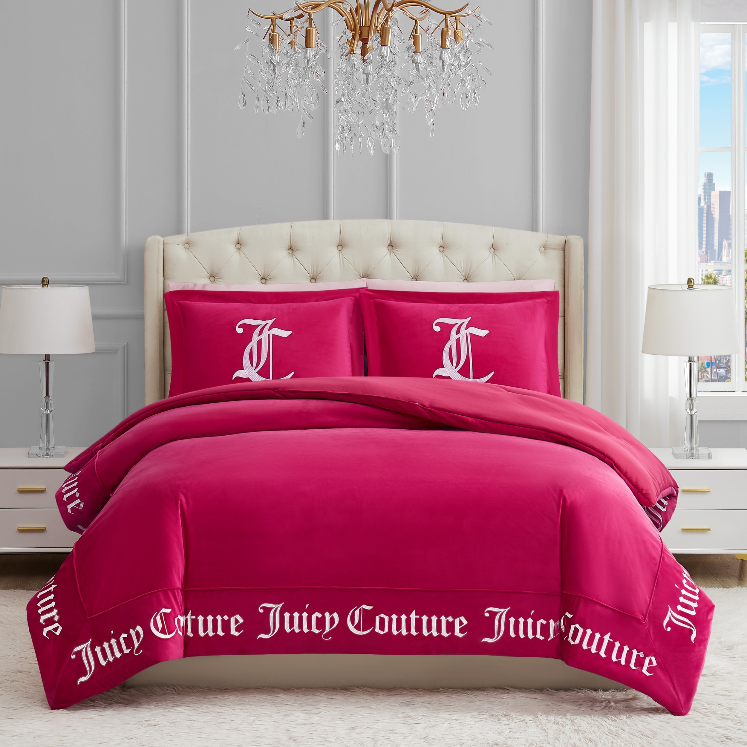 JUICY COUTURE 5 piece PINK on sale Chenille Jacquard