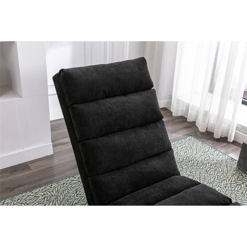 Luxury Upholstered Chaise Lounge Chair with Vibration for Relaxation, Fixed Back Fabric Leisure Recliner Sofa