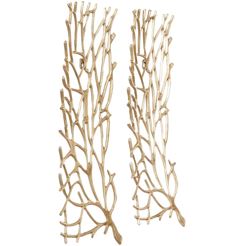 Aluminum Metal Coral Inspired Wall Decor - Set of 2 Gold or Silver - Roche River Decor