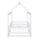 preview thumbnail 10 of 69, Floor Wooden Bed with House Roof Frame, Fence Guardrails