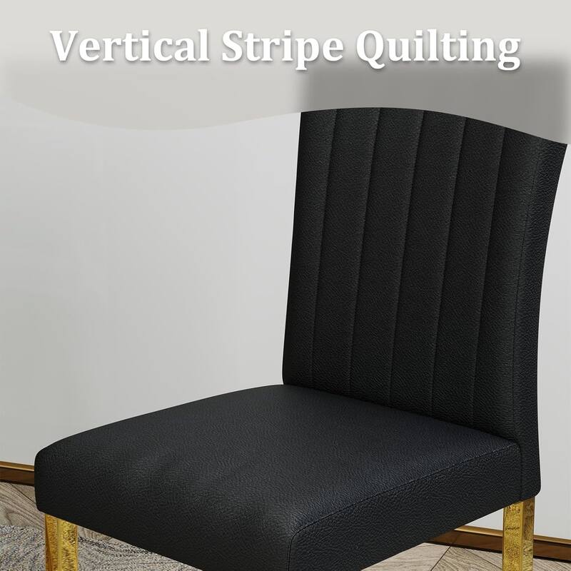 Luxury PU Leather Parsons Dining Chairs Side Chairs with Rolled Back and Stainless Steel Legs