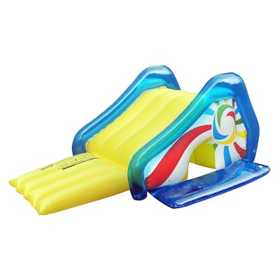 Yellow and Blue Pool Side Slide With an Attached Sprayer 98-Inches - N/A