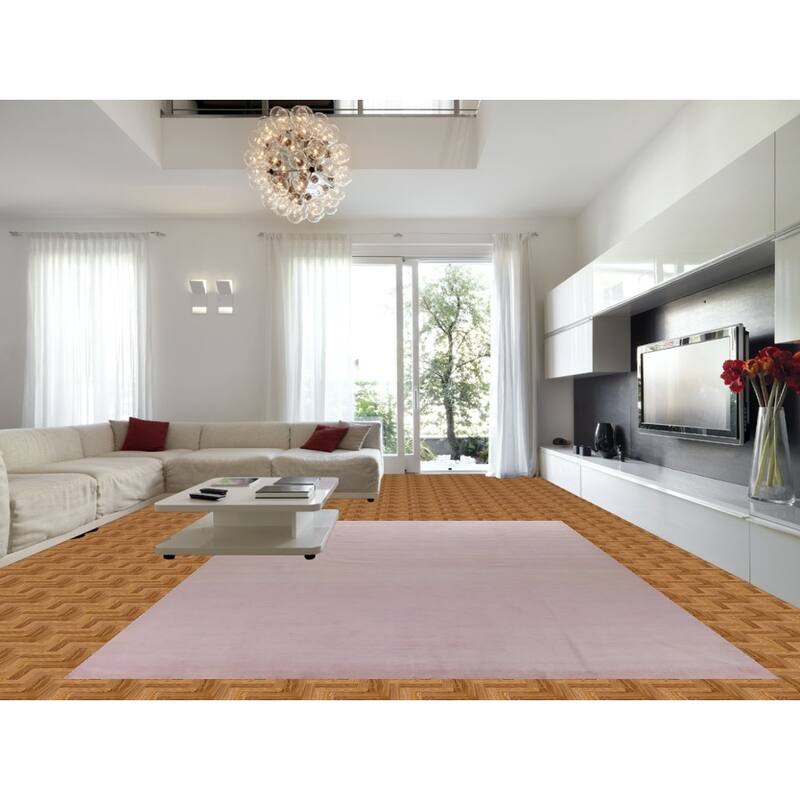 Hand Knotted Oriental 100% Wool Carpet Modern Solid Purples Gabbeh Area Rug - 14' 0'' X 10' 2''
