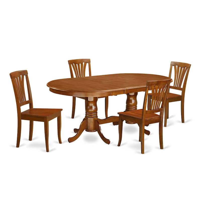 9 Piece Dining Set, Oval Wooden Table with Butterfly Leaf and 8 Chairs, Beveled Edge Top, Buttermilk & Cherry Finish