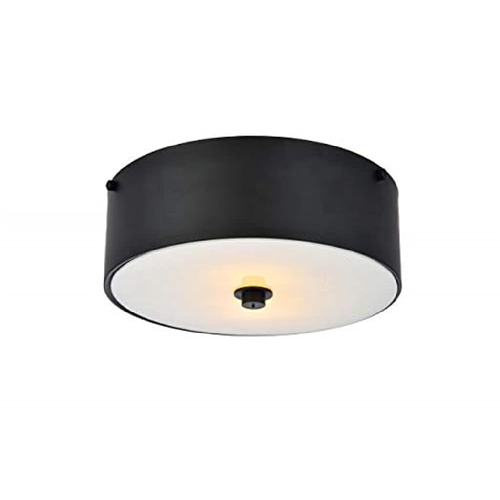 2-Light Flush Mount Ceiling Light - 12 Inch Flat Black Fixture - Modern Farmhouse & Traditional Lighting - 4.5