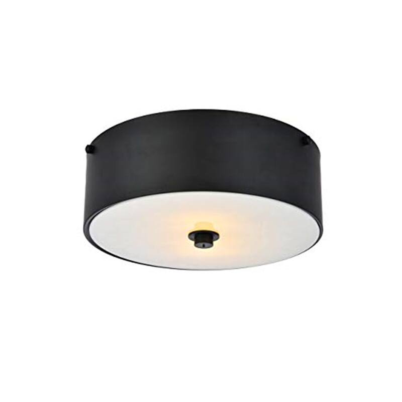 2-Light Flush Mount Ceiling Light - 12 Inch Flat Black Fixture - Modern Farmhouse & Traditional Lighting - 4.5