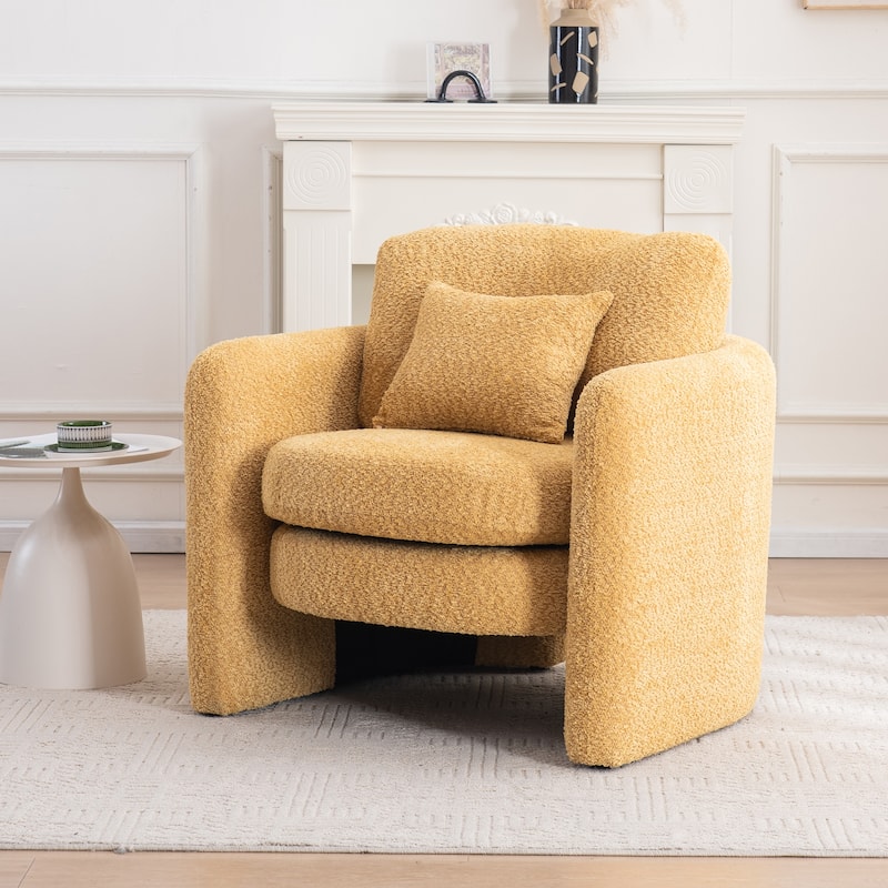 Round Barrel Chair Corner Arm Chairs Chenille Upholstered Single Sofa Chairs for Living Room Accent Chairs Modern Lounge Chairs