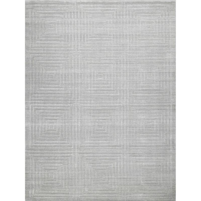 Exquisite Rugs Castelli Handmade Handloomed Bamboo Silk/New Zealand Wool Light Silver Area Rug.