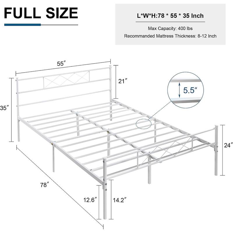Taomika Bed Frame Twin/Full Queen Size Bed,No Box Spring Needed