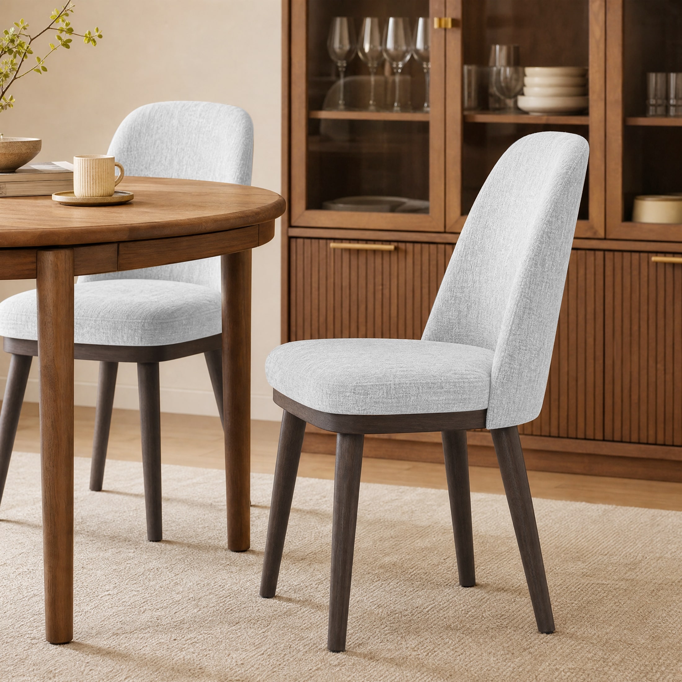 RENEWLINE Soft Velvet Upholstered Solid Wood Dining Chair