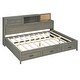 preview thumbnail 10 of 15, Full Size Platform Daybed Frame Storage Bed Relaxation Daybed Multifunctional Daybed with Center Legs & Slat Support - Grey