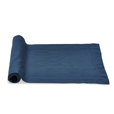 Threads Slub Runner Blue Table Runner - 72" x 14.5" Cotton, Machine Washable, Perfect for Spring Decor