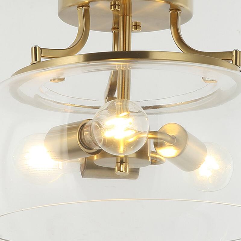 Lusteria 13.8" Modern Gold 3-Light Semi-Flush Mount Ceiling Light