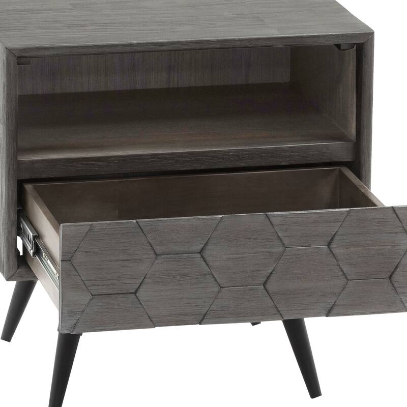 Makena 1 Drawer Night Stand in Grey Acacia Wood