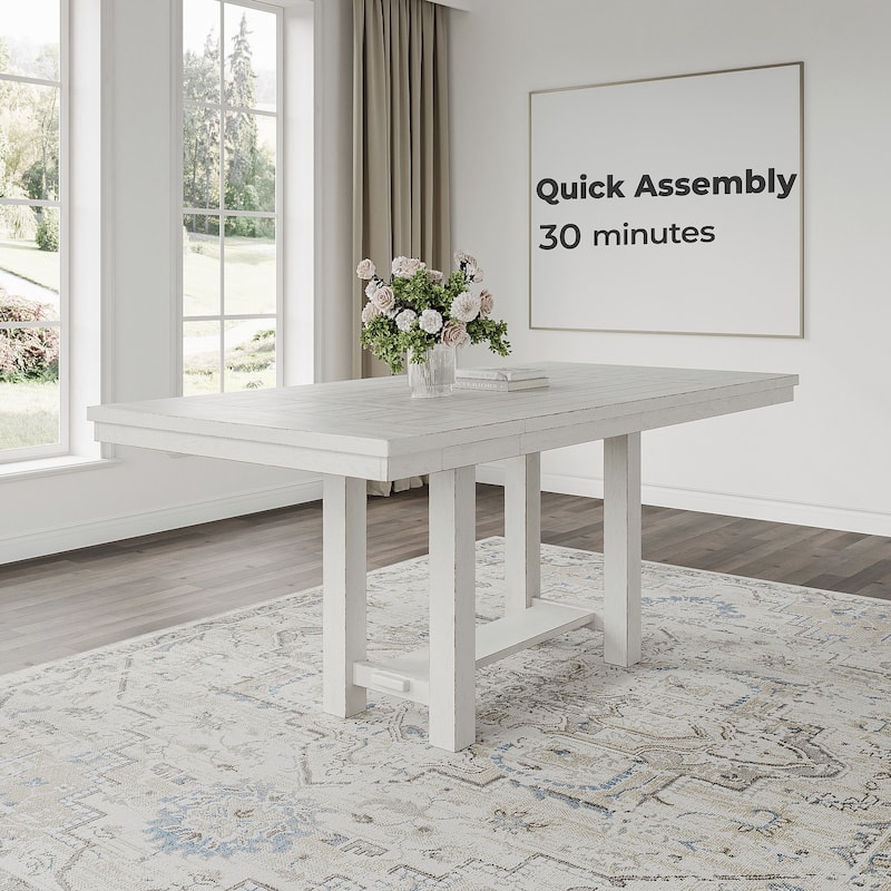 Signature Design by Ashley Robbinsdale White Counter Height Dining Extension Table - 42" W x 86" D x 36" H