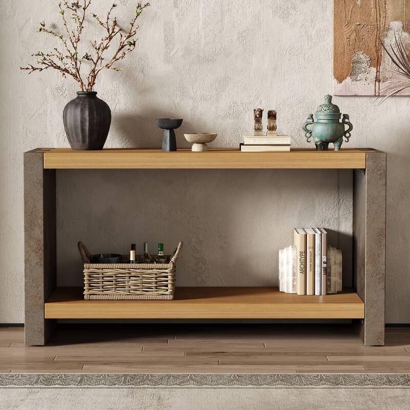 Mirod Vintage Industrial Console Table with Premium Wood Veneer