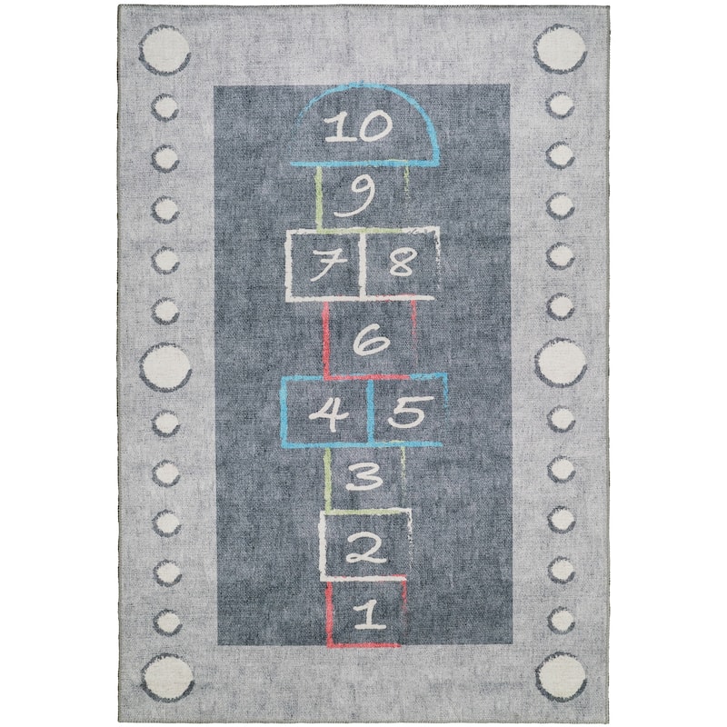 Dynamic Rugs Kidz Grey/Multi Polyester Children's Area Rug