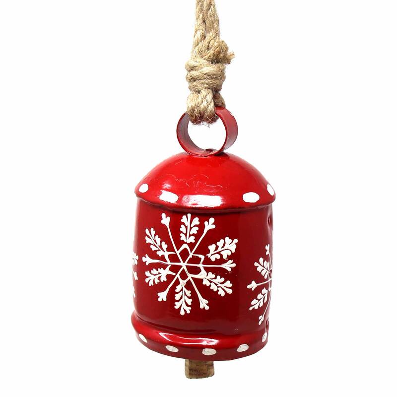 Recycled Snowflake Iron Hanging Bells, Set of 2