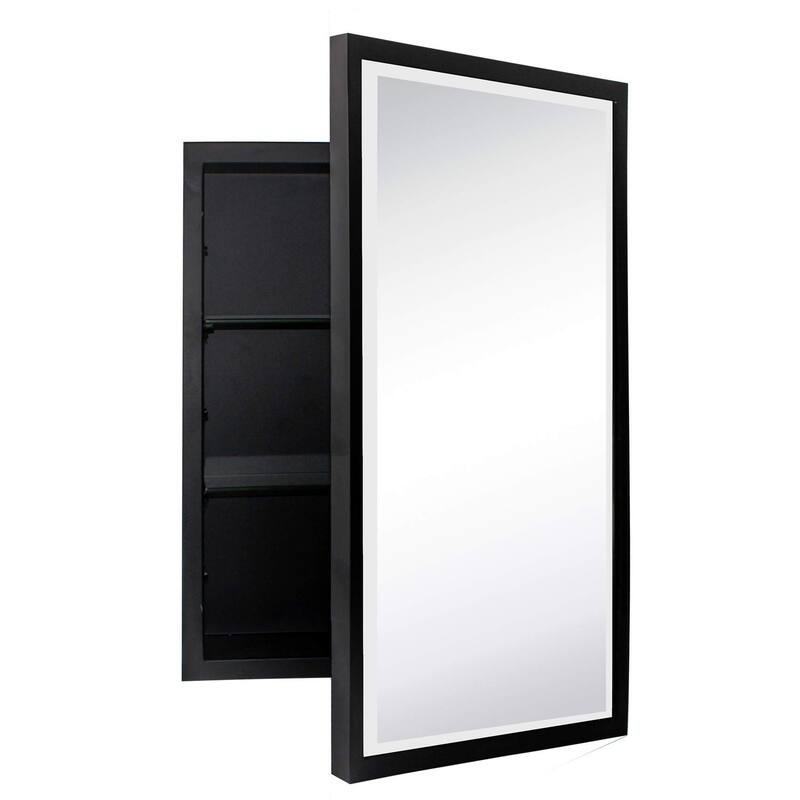 TEHOME Haddison Recessed Framed Medicine Cabinet with Mirror - 24" x 16" - Black